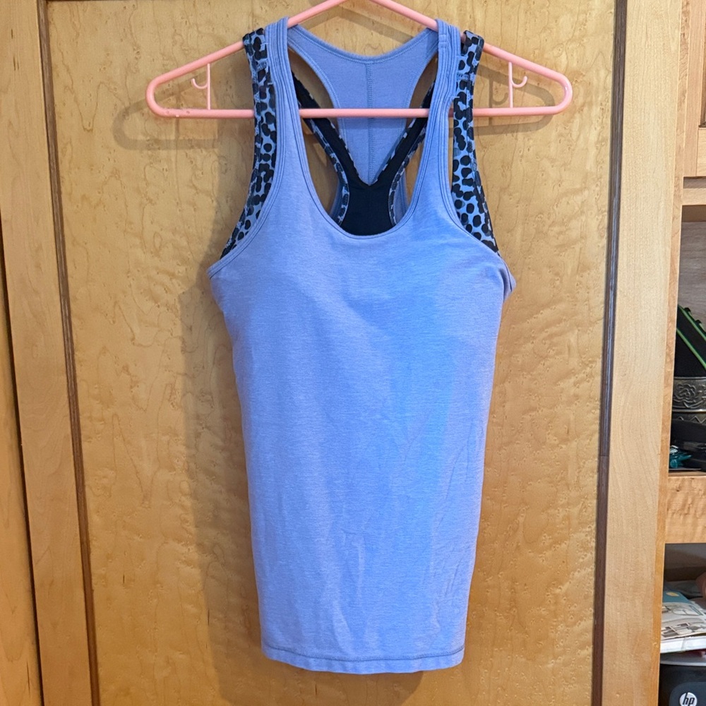 Lululemon Athletica Blue Leopard Strap Tank Top
